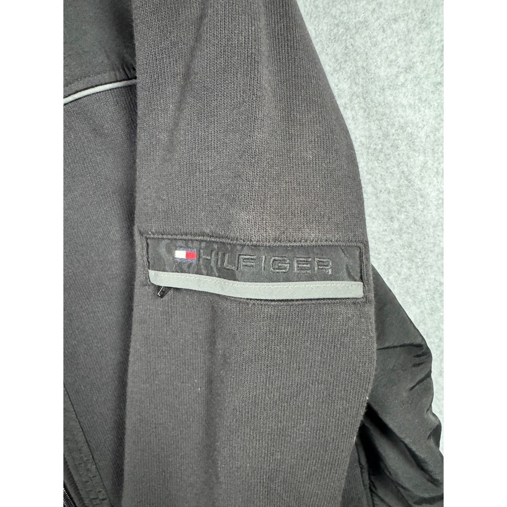 Tommy Hilfiger Mens XL Black Track Jacket Full Zip Mixed Media C887866650 Logo - Picture 4 of 11